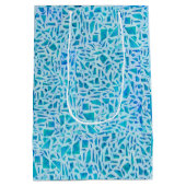 ブルーターコイズモザイクガラスタイルモダンシック ミディアムペーパーバッグ (裏面)