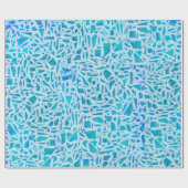 ブルーターコイズモザイクガラスタイルモダンシック ラッピングペーパー (フラット)