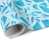 ブルーターコイズモザイクガラスタイルモダンシック ラッピングペーパー (ロールコーナー)