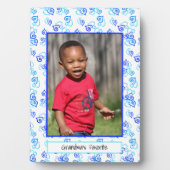 ブルーターコイズリンクハート枠カスタム付き写真 フォトプラーク (正面)