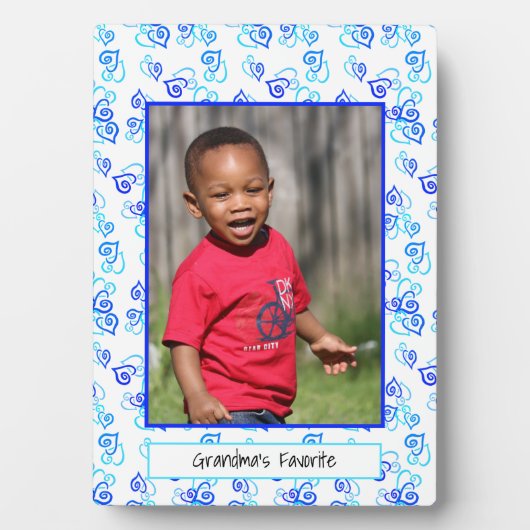 ブルーターコイズリンクハート枠カスタム付き写真 フォトプラーク (正面)