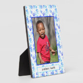 ブルーターコイズリンクハート枠カスタム付き写真 フォトプラーク (側面)