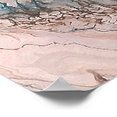 ブルーターコイズロックルマーブルアートユニーク ポスター (角)