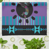 ブルーターコイズ南西ココペリ キッチンタオル (折り畳み)