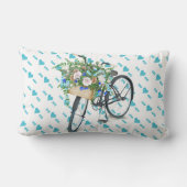 ブルーターコイズ及びピンクヴィンテージレトロ自転車 ランバークッション (裏面)