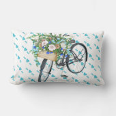 ブルーターコイズ及びピンクヴィンテージレトロ自転車 ランバークッション (正面)