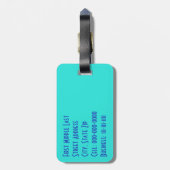 ブルーターコイズ多言語感謝状Wordコラージュ ラゲッジタグ (裏面縦)