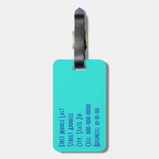 ブルーターコイズ多言語感謝状Wordコラージュ ラゲッジタグ (裏面縦)