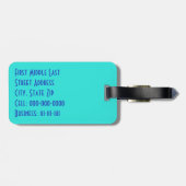 ブルーターコイズ多言語感謝状Wordコラージュ ラゲッジタグ (裏面横)