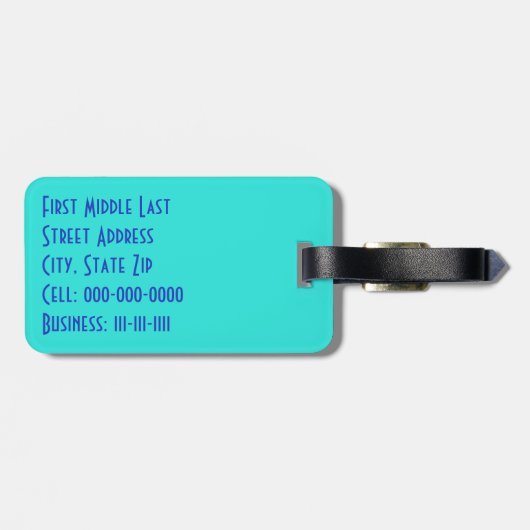 ブルーターコイズ多言語感謝状Wordコラージュ ラゲッジタグ (裏面横)