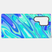 ブルーターコイズ抽象芸術大理石液体テクスチャ SAMSUNG GALAXYケース (裏面横)