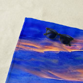 ブルーターコイズ海サンセット ビーチタオル (インサイチュ)