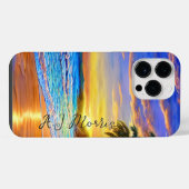 ブルーターコイズ海サンセット iPhoneケース (裏面横)
