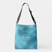 ブルーターコイズ海海メタリック名 クロスボディバッグ (裏面)