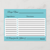 ブルーターコイズ結婚マンダラレシピカード ポストカード (裏面)