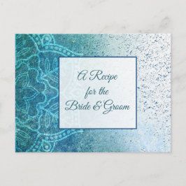 ブルーターコイズ結婚マンダラレシピカード ポストカード