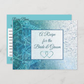 ブルーターコイズ結婚マンダラレシピカード ポストカード (正面/裏面)