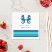 ブルーターコイズ航海のシーホース紙ナプキンス スタンダードカクテルナプキン (インサイチュ)