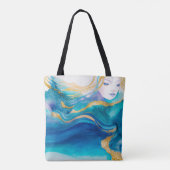 ブルーターコイズ金ゴールドタコトートバッグ トートバッグ (裏面)