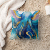 ブルーターコイズ金ゴールドタコ装飾用クッション クッション (ブランケット)