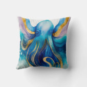 ブルーターコイズ金ゴールドタコ装飾用クッション クッション (裏面)