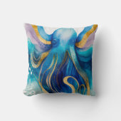 ブルーターコイズ金ゴールドタコ装飾用クッション クッション (正面)