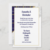 ブルータータンチェックの結婚プレイドレースの写真招待 招待状 (正面)