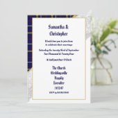 ブルータータンチェックの結婚プレイドレースの写真招待 招待状 (スタンド正面)