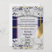 ブルータータンチェックの結婚プレイドレースの写真招待 招待状 (正面)