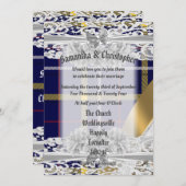 ブルータータンチェックの結婚プレイドレースの写真招待 招待状 (正面/裏面)