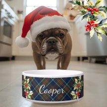ブルータータンチェックプレイドクリスマスホリー名犬