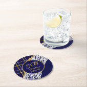 ブルータータンチェック結婚ズ ラウンドペーパーコースター (インサイチュ)
