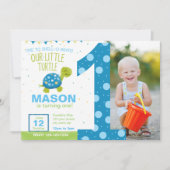 ブルータートルファースト誕生日パーティーの招待状 招待状 (正面)