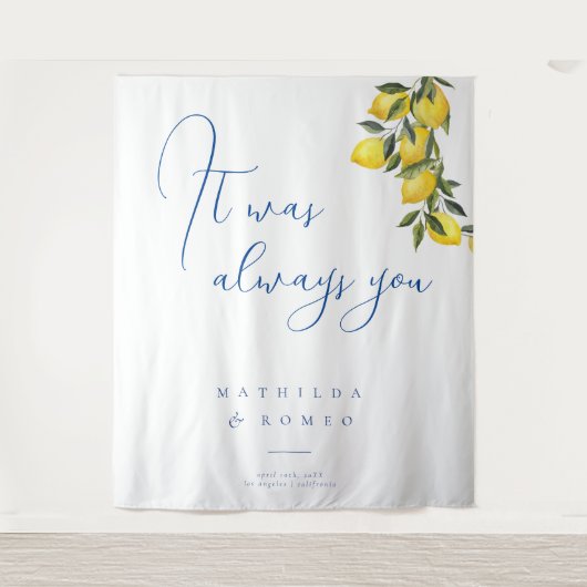 ブルータ地中海のイル&シトラス結婚ズバックドロップ タペストリー (正面)