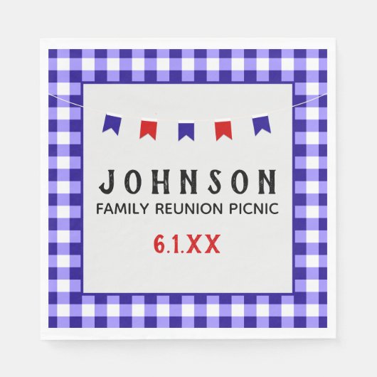 ブルータ市松模様にブルクロスサマーピクニックパーティー スタンダードランチョンナプキン (正面)