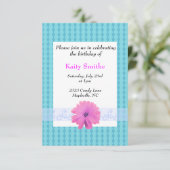 ブルーダイアモンズおよびフローラ誕生日招待状 招待状 (スタンド正面)