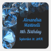 ブルーダイアモンズブラックパーティーの好意 スクエアシール (正面)