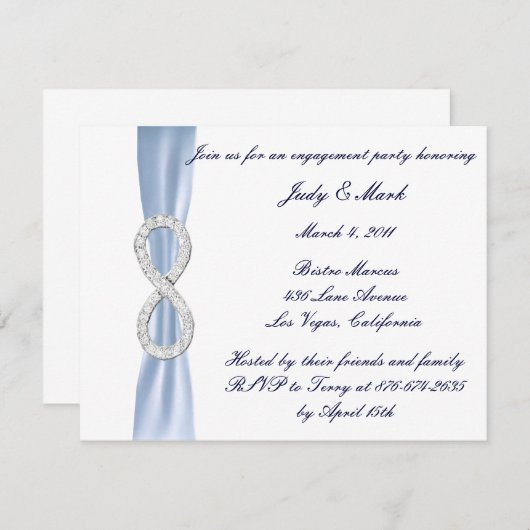 ブルーダイアモンドインフィニティ婚約パーティ招待状 招待状 (正面/裏面)