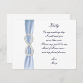 ブルーダイアモンドインフィニティ結婚のメイド・オブ・オーナー(花嫁付き添い人)カード 招待状 (正面/裏面)