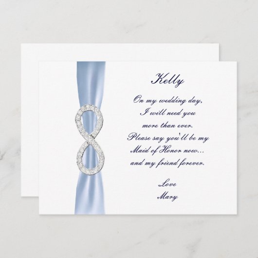 ブルーダイアモンドインフィニティ結婚のメイド・オブ・オーナー（花嫁付き添い人）カード 招待状 (正面/裏面)