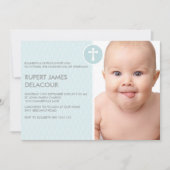 ブルーダイアモンドクロスフォト《キリスト教》洗礼式や命名式招待状 招待状 (正面)