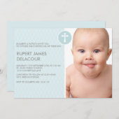 ブルーダイアモンドクロスフォト《キリスト教》洗礼式や命名式招待状 招待状 (正面/裏面)