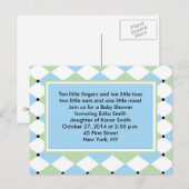 ブルーダイアモンドプレイド招待状 インビテーションポストカード (正面/裏面)