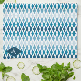 ブルーダイアモンドモノグラグラデーションム キッチンタオル