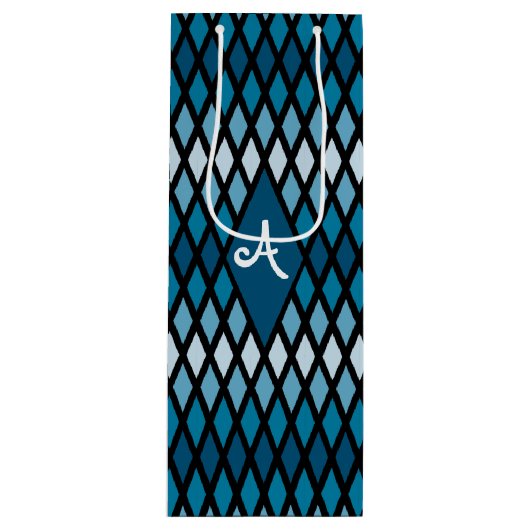 ブルーダイアモンドモノグラグラデーションム ワインギフトバッグ (正面)