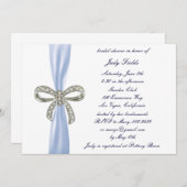 ブルーダイヤモンドの弓のウェディングシャワーの招待状 招待状 (正面/裏面)