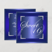 ブルーダイヤモンドの誕生日招待状 招待状 (正面/裏面)