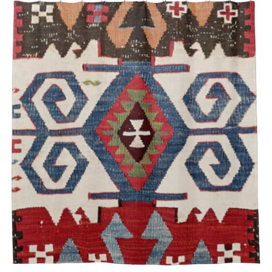 ブルーダイヤモンドアローコンヤ// 19世紀 シャワーカーテン (正面)