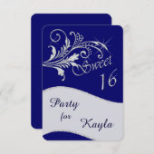 ブルーダイヤモンドグリッタースウィート16パーティー 招待状 (正面/裏面)