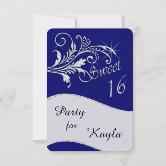 ブルーダイヤモンドグリッタースウィート16パーティー 招待状 (正面)